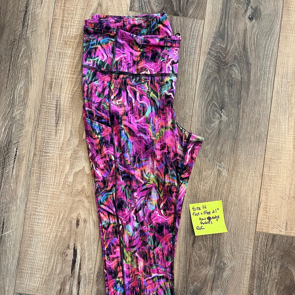 Lululemon Fast and Free Hyper Flow Pink Multi Size 14 Leggings